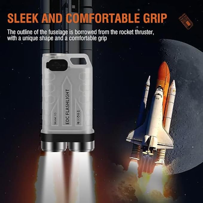 Vortex V3 EDC Flashlight with Red UV Blue Light Emergency Signals Fluorescent Powerful 900lm Rechargeable Mini Pocket LED Keychain Flashlight 10 Modes USB-Type C IP65 Waterproof Magnetic end
