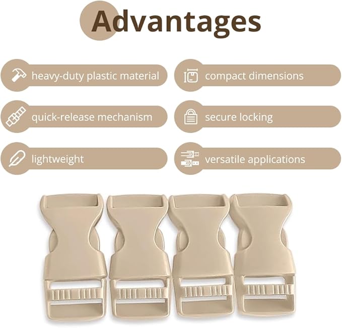 Buckles for Straps Set of 4 Pcs Plastic Buckle Clip Quick Side Release Plastic Fastener