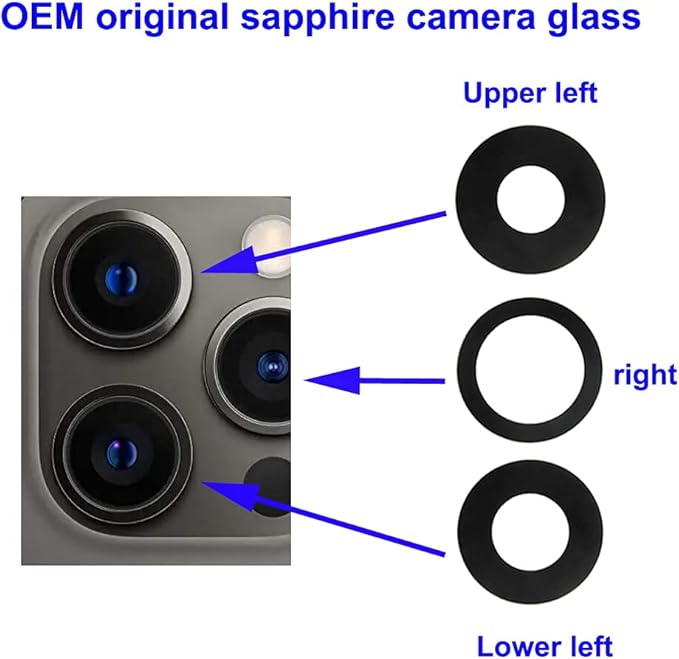 3pcs OEM Original Back Rear Camera Glass Lens Replacement for iPhone 12 Pro Max 6.7 Inch Adhesive Preinstalled with Installation Manual and Repair Tools Kit (for 12 Pro Max)