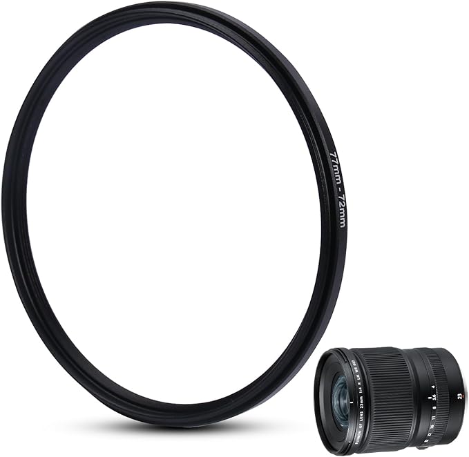 Metal Step Down Ring Filter Adapter - 77mm to 72mm - Metal Ring Step Down Rings Adapter Filter Compatible with All 72mm UV, CPL, ND, Lens Hood, Threaded Lens ect