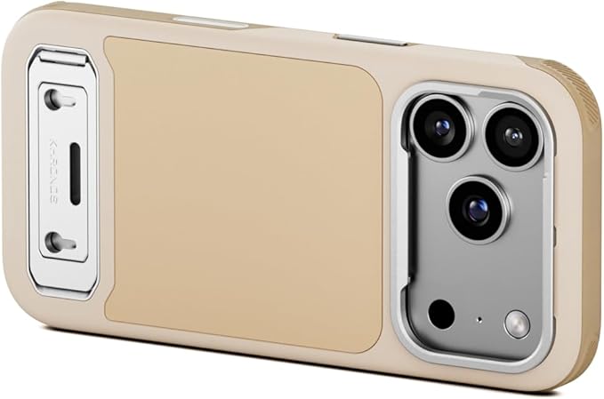 Tilta Khronos Lite Case Compatible with iPhone 17 Pro – Champagne | Lightweight Mobile Cage | Kickstand Support | Magnetic Accessory Mounts | Metal Lens Frame Protection | Professional Smartphone Rig
