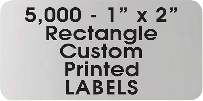 Printed Labels Rectangle 1" x 2" Custom Personalized Rolls, Quality Business Address Stickers, One Ink Color - (Made in The USA) (5000)