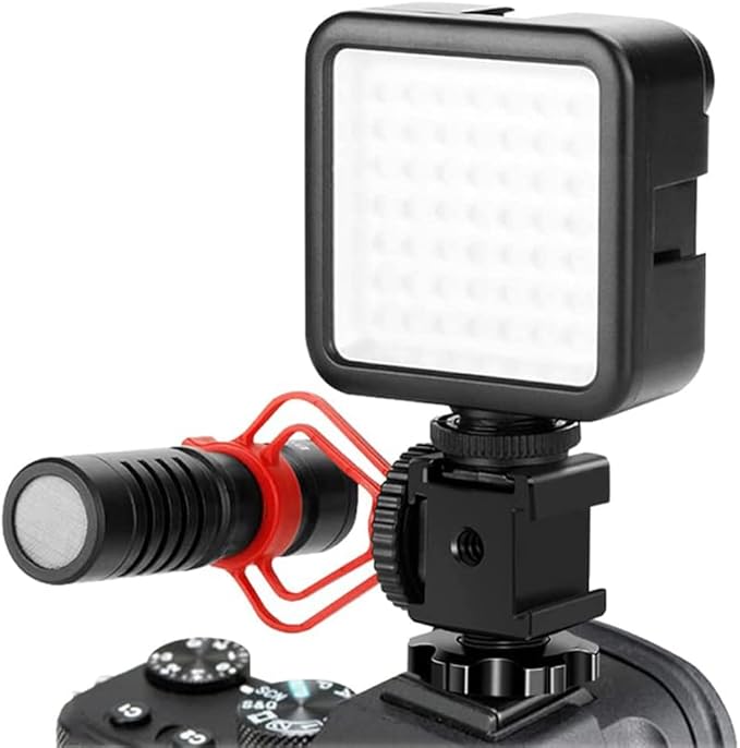 Camera Cold Shoe Mount Adapter, Aluminium Alloy Triple Hot Shoe Extension Bracket Holder for GoPro DSLR Cameras Flash Light, Monitor, Microphone