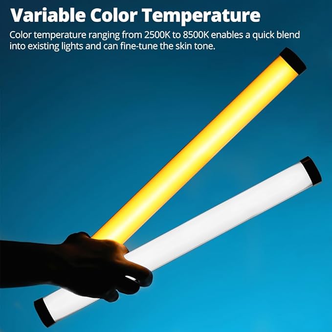 A2 PRO RGB Tube Light with App Control, High CRI95+ LED Video Light for Photography, 36000 Colors 26 FX Effects, 2500K-8500K Adjustable, Rechargeable Battery Light Bar - Studio Content Creation