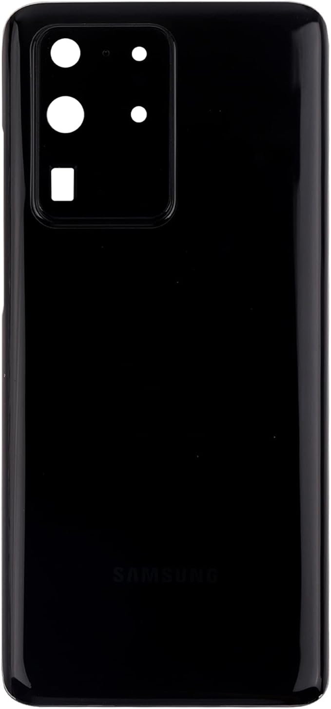 Replacement Battery Door Cover Back Cover Kompatibel for Samsung Galaxy S20 Ultra 5G SM-G988B SM-G988N SM-G988U SM-G988W Cosmic Black Akkudeckel with Camera Lens and Waterproof Glue