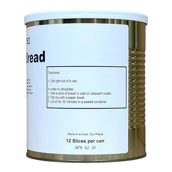 Military Surplus Freeze Dried Oat Nut Bread – 12 Slices per Can #10 Can – 25+ Year Shelf Life – Emergency Food Supply – Ready to Eat – Survival, Hunting, Camping, Backpacking – Long Term Storage – Pack of 1
