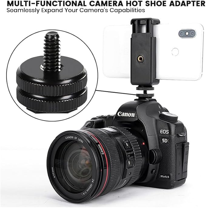 Hot Shoe Adapter 1/4 Inch Camera Hot Shoe Mount Adapter Tripod Screw for DSLR Camera Rig Cold Hotshoe Screw Accessory Attachment for Camera Flash Shoe to 1/4"-20 Male Post Adapter with Locking Disk