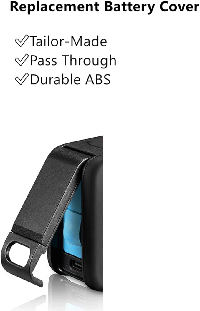 Replacement Side Door Battery Cover for Gopro, Pass Through Battery Door Cover with Type-C Charging Port, Repair Part Camera Accessories for Gopro 10/9/11/12/13 Black