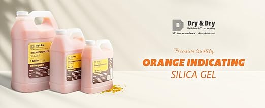 Dry & Dry [5 LBS] Premium Orange Indicating Silica Gel Desiccant Beads(Industry Standard 3-5 mm) - Rechargeable Silica Gel Beads(5 LBS)