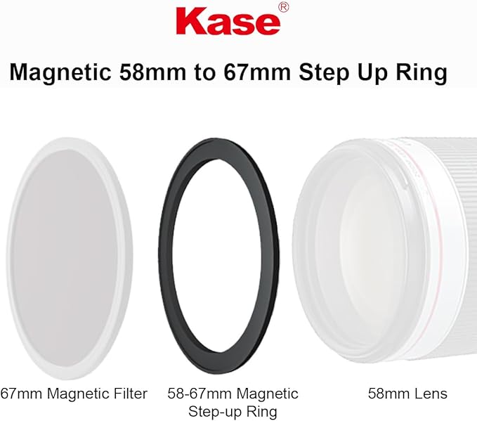 Kase Magnetic 58-67mm 58mm to 67mm Filter Step-Up Adapter Ring for Wolverine Magnetic Filters 58 67