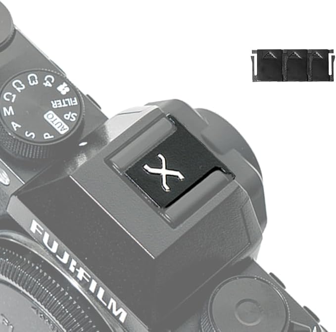1pcs Camera Hot Shoe Cover Camera Cold Shoe Cap Protector Flash Cover Aluminum Alloy for Fuji X Fujifilm GFX Mount Camera(Silver with RedX)