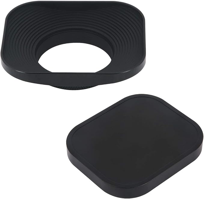 Haoge LH-B39T 39mm Square Metal Screw-in Lens Hood with Cap for Fujifilm Fujinon 60mm f/2.4 XF60mmF2.4 R Macro, Fuji 27mm f/2.8 XF27mmF2.8 Lens and Other Lens with 39mm Filter Thread Black