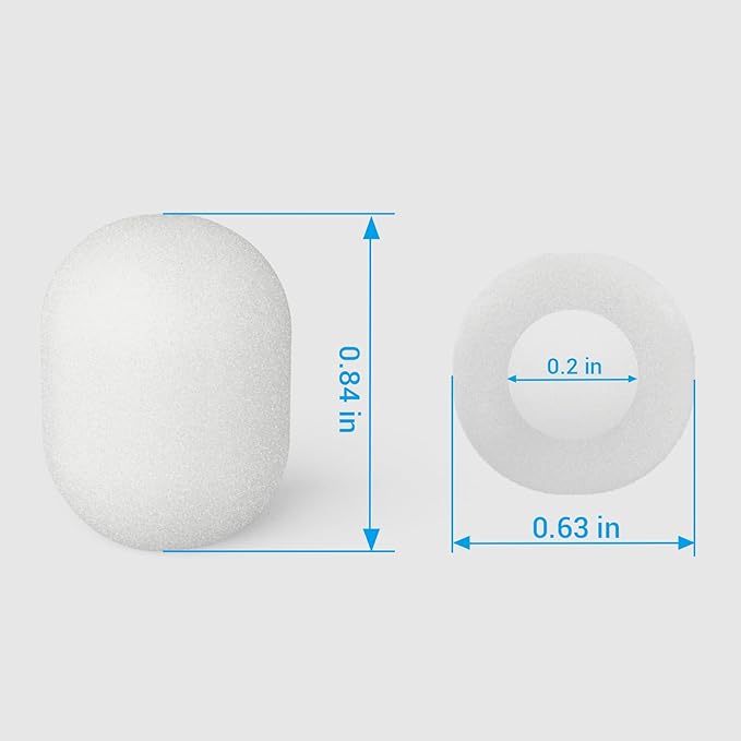 Cubilux Foam Cover for Lavalier Lapel Microphone, Windscreen for Mini Clip-On Lav MIC, Foam Cover, 10-Pack, White