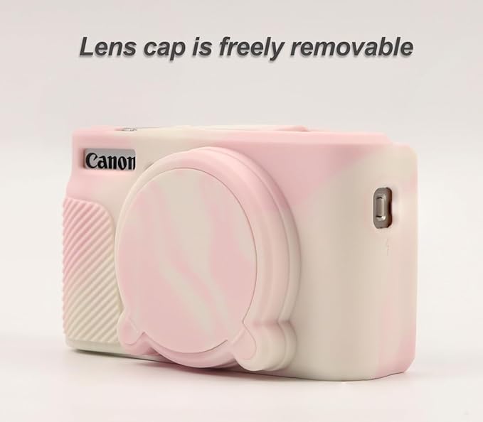 Pocoukate Case for Canon PowerShot SX740 HS Camera with Screen Protector, Soft Silicone Protective Cover Skin with Removable Lens Cover for SX740 HS, SX730 HS Accessories Rubber - Misty Pink ﻿