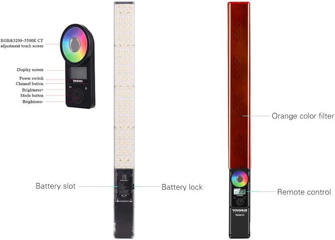 YONGNUO YN360 III YN360III LED Video Light 5600K, Handheld Photography Ice Light, RGB Full Color Touch Pad Adjustable, App Support 2.4G Remote Control
