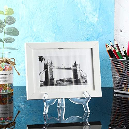 HESTYA 6 Pack Acrylic Easel Stand, Display Stand, Plate Holder for Display, Photo Holder Picture Frame Book (Clear,7 Inch)