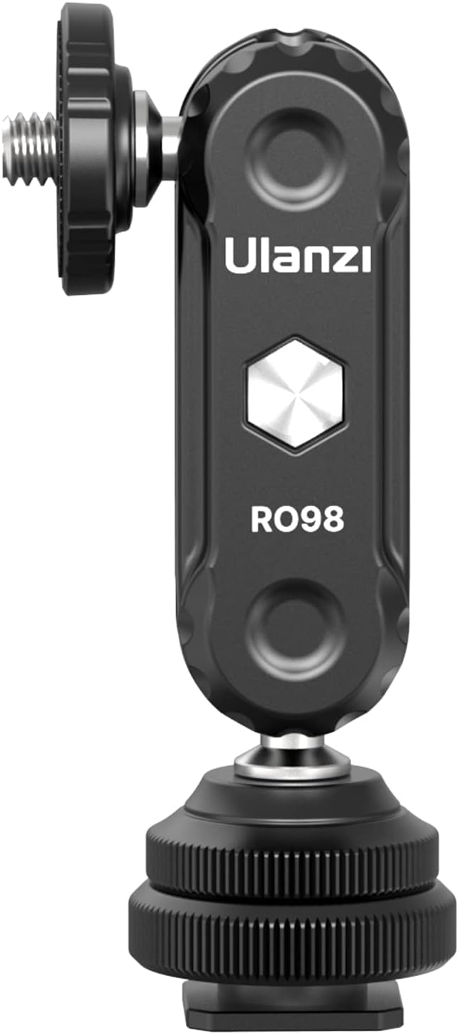 R098 Cold Shoe Monitor Mount, 1/4" Rotatable Dual Ballhead Hot Shoe Mount Microphone Fill Light Camera Monitor Swivel Bracket Compatible with DJI OSMO 360/Pocket 3/Insta 360 x 5/Sony/Canon/Nikon /Fuji