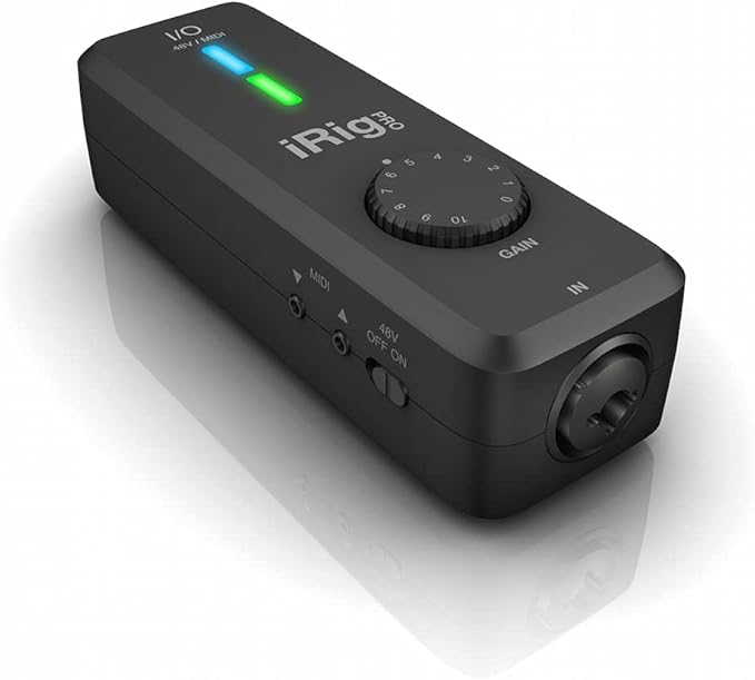 IK Multimedia iRig Pro I/O audio interface for iPhone, iPad, Mac, iOS and PC with USB-C, Lightning and USB cables, 24-bit, 96 kHz recording and guitar, bass and XLR mic inputs