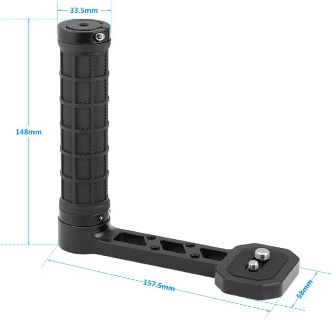 CAMVATE Side Handgrip (Rubber-Covered) L Type for DJI Ronin-S/SC & Zhiyun Crane 2 / V2 Stabilizer Gimbals - 2450