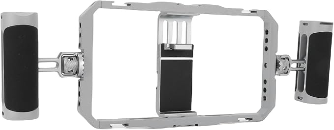 Bewinner Smartphone Video Cage Rig, Filmmaking Vlogging Case, Phone Video Stabilizer Grip with Double Silicone Hand Grip for Live Streaming