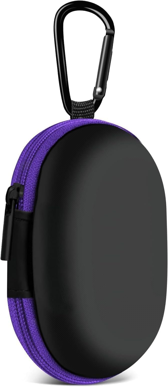 MOLOVA for Earbuds Carrying Case, Small Oval Storage Cases, Tech Pouch, Portable Storage Earbud Pouch Bag for Earbuds, in-Ear Headphones, Earphones, Headsets, Hearing Aids, USB Charging Cable, Purple
