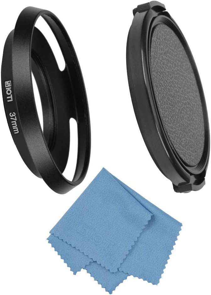 SIOTI 37mm Lens Hood, Oxidation Matte Anti Reflective Treatment, Aluminum Alloy, with 1 * 58mm Lens Cap, Compatible with Sony/Canon/Nikon/Fuji etc >24mm Camera Lens