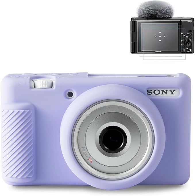 Pocoukate Case for Sony ZV-1F, ZV-1 II/ZV-1M2 Vlog Camera, ZV1F Camera Silicone Cover, Anti-Scratch Slim Fit Soft with ZV1 F Screen Protector- Lilac Colour Skin