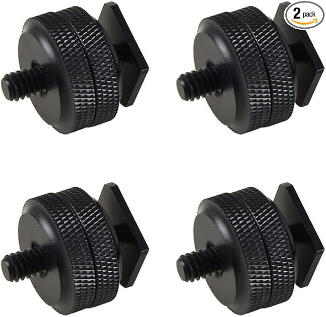 Hot Shoe Adapter 1/4 Inch Camera Hot Shoe Mount Adapter Tripod Screw for DSLR Camera Rig Cold Hotshoe Screw Accessory Attachment for Camera Flash Shoe to 1/4"-20 Male Post Adapter with Locking Disk
