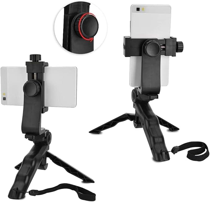 Smartphone Stabilizer, Foldable Cellphone Gimbal Holder Handheld Hand Grip Mount Bracket with Three Sided Selfie Sticks for Photography