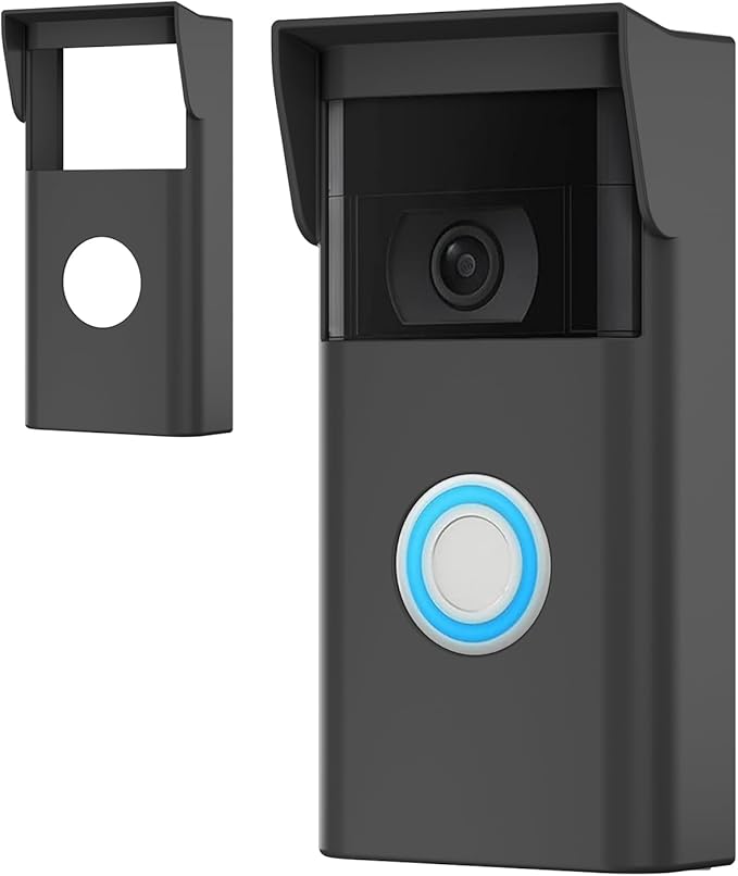 Baaletc Protective Silicone Cover Compatible with Ring Video Doorbell 2nd Gen (2020 Release) - Weatherproof Case Skin - No Night Vision Interference - Black