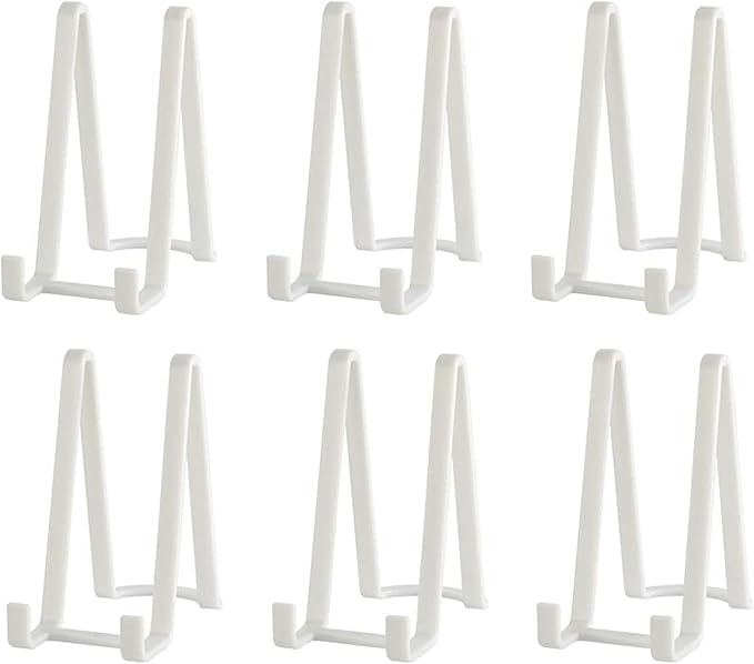 Artliving Plate Stands for Display - Plastic Easel Stand Plate Holder Display Stand Picture Frame Stand for Pictures | Photo|Decorative Plate |Dish | Tabletop Art - 6 inch-White