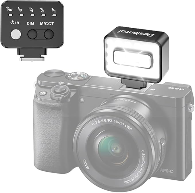 Mini Flash Speedlite, Desiontal 2700-6500K±300K CRI >97 Camera Flash Light for Canon Olympus Sony Fuji Nikon Pentax Hot Shoe Interface Camera, 5 Power Level 300mAh Battery