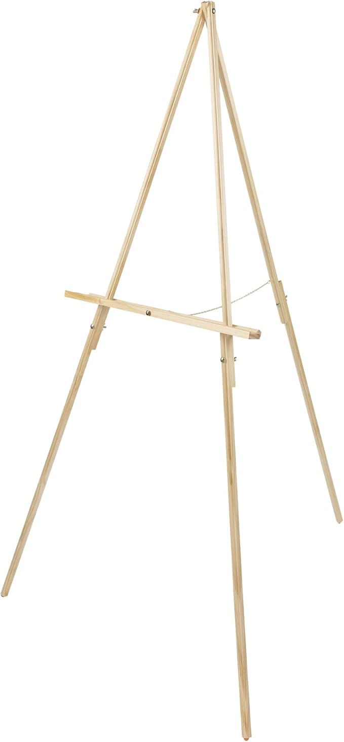 Creative Mark Lightweight Easel Stand for Art Display - Versatile Welcome Sign Stand, Wood Easel Stand for Indoor/Outdoor Use, Sturdy Construction with Non-Skid Feet - Ideal for Photos, Foam Boards