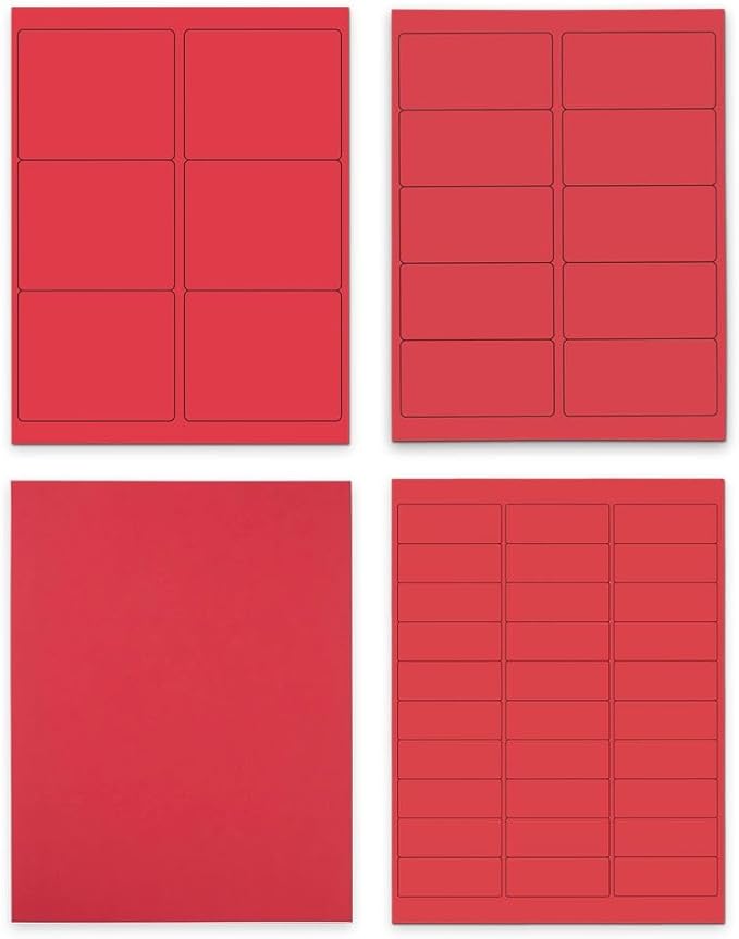 JAM PAPER Shipping & Mailing Address Labels - Multi Size Assortment - Red - 370/Pack