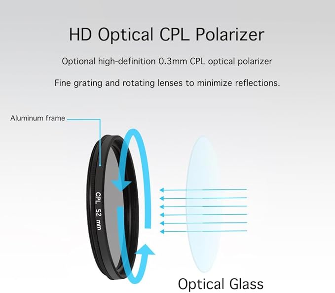 52mm Clip-On CPL Phone Camera Lens Filter, Polarizer Circular Filter, Ultra Slim Multi- Coated CPL Filter Compatible with iPhone 17/16/15/14/13 Samsung