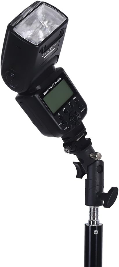 Yoidesu Universal E Type Camera Flash Mount, Aluminum Alloy Flash Bracket with Hot Shoe Adapter and Umbrella Holder for Light Stand and Tripod