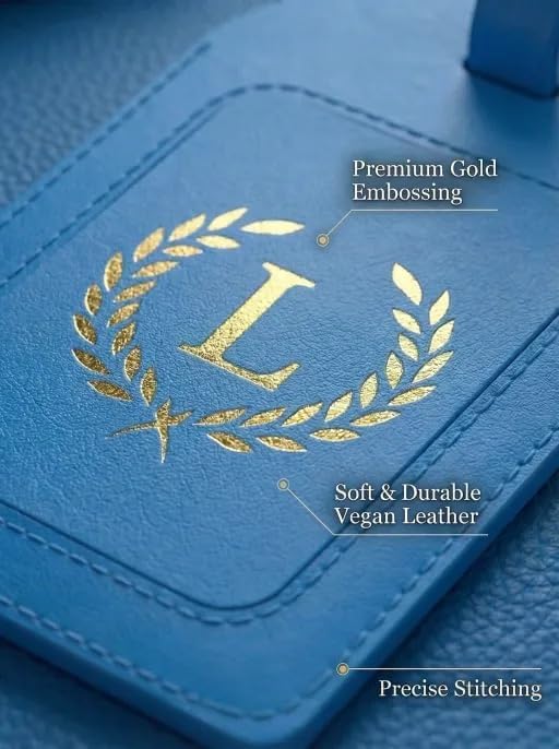 Luggage Tags for Suitcases 6 Pack PU Leather Travel Bag Tags with Privacy Cover & Stainless Steel Buckle, Vegan Leather Name ID Labels for Travel Bags, Cruise, Airline, Backpack, Baggage Identifier(L)