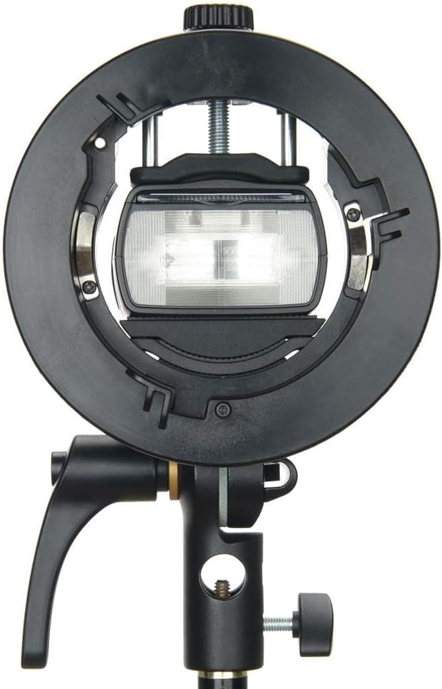 Godox S2 Speedlite Bracket S-Type Bracket Bowens Mount Holder for Godox V1 V1Pro V100 AD200ProII AD300Pro AD300ProII AD400Pro AD400ProII V860II TT600 TT350, Precise Tilt Control, Umbrella Mount Slot