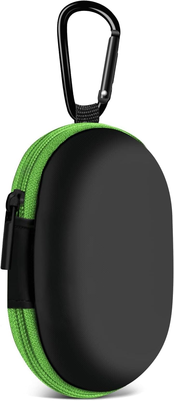 MOLOVA for Earbuds Carrying Case, Small Oval Storage Cases, Tech Pouch, Portable Storage Earbud Pouch Bag for Earbuds, in-Ear Headphones, Earphones, Headsets, Hearing Aids, USB Charging Cable, Green