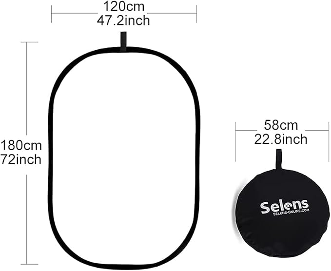 Selens Oval Light Reflector Diffuser, 47x70.8inch/120x180cm Collapsible Soft Light Diffusion with Portable Carrying Bag for Photo Studio & Outdoor Lighting