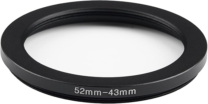 52mm to 43mm Step-Down Ring Filter Adapter,for All Brands UV ND CPL, Metal Ring Step-Down Rings Adapter Filter (52mm-43mm)