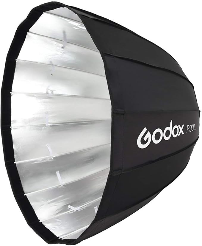 Godox P90L 90cm 35.5 inch Portable Deep Parabolic Softbox Bowens Mount Studio Flash Reflector Photo Studio Softbox for Studio Flash SK400II DP600II DP400II DE300 DE400 and Outdoor Flash AD600 AD600BM