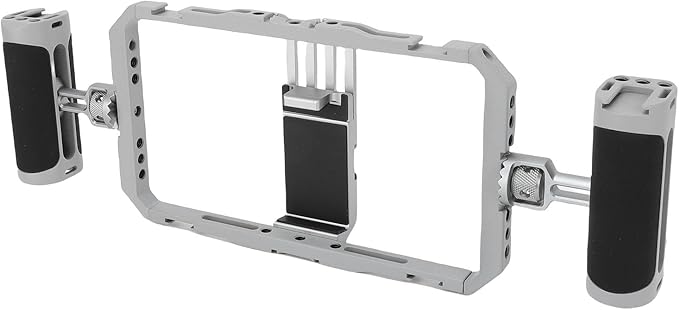 Smartphone Video Rig, Adjustable Universal Phone Cage Design with Dual Silicone Handle Grip, Lightweight Aluminum Alloy Construction for Filmmaking and Vlogging