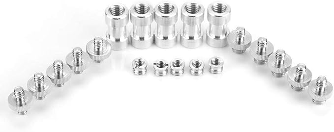 20Pcs Camera Mount Screw Kit, Portable 1/4 Inch to 3/8 Inch,1/4 to 1/4 Threaded Ring Screw Converter Threaded Adapter Accessory for DSLR,Flash,Light Stand,Tripod/Monopod/Ballhead