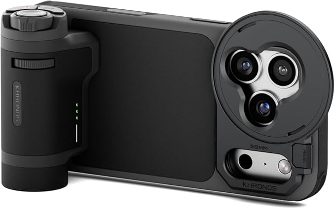 Tilta Khronos Lite Handheld Kit Compatible with iPhone 17 Pro – Black | Case with Kickstand | Bluetooth Control Handle | 58mm Filter Tray | Magnetic Backplate | Screen Protector