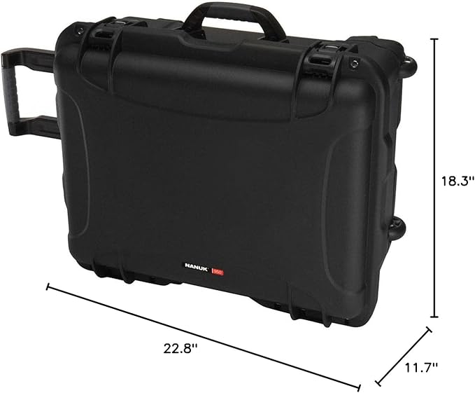 NANUK Wheeled Series 950 Lightweight NK-7 Resin Waterproof Protective Rolling Case, Black