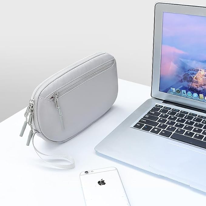 DDgro Electronics Organizer Travel Case, Portable Tech Accessory Pouch Bag for Cord, Charger, Cables, Phone, Earphone (Gray)