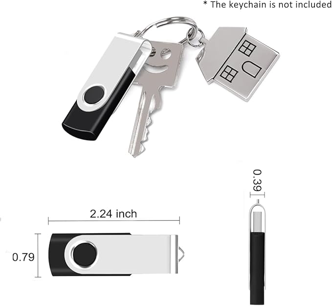EASTBULL 50PCS 1GB Bulk Flash Drives USB 2.0 1GB Flash Drive Pack Thumb Drives Bulk Swivel Bulk USB Drives, Black