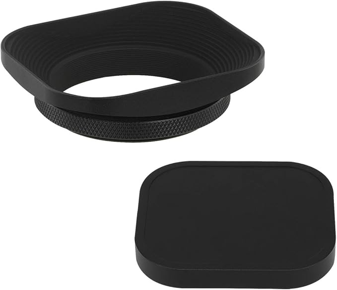 Haoge LH-E2T 49mm Square Metal Screw-in Lens Hood with Cap for Sony RX1 RX1R RX1RII Camera, Sony E 20mm f2.8, 28mm f2, 30mm f3.5, 35mm f1.8, 50mm f1.8, TE 24mm F1.8, 55mm F1.8, TFE 35mm F2.8 Lens