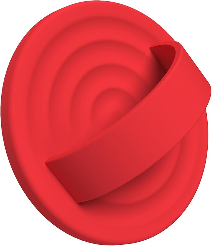Upgraded Magnetic Phone Grip, Liquid Silicone Soft and Portable, Removable Finger Loop Ring Grip Holder for iPhone, Strong Magnetic Attraction, Compatible with MagSafe Phone Case, Red
